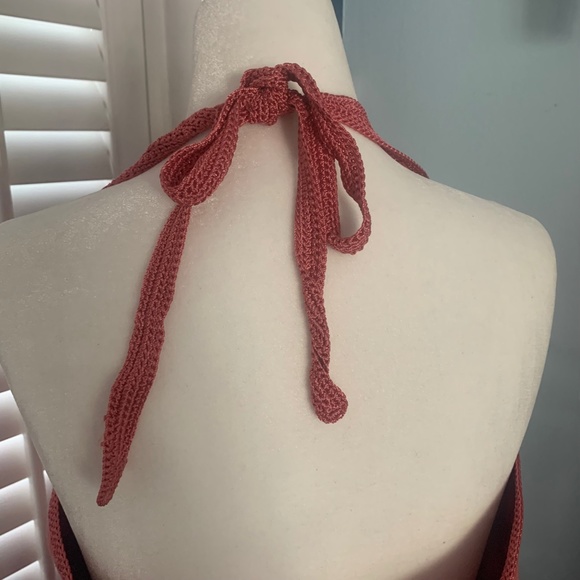 70's Vintage Pink Halter, Tie Back top - Picture 3 of 14